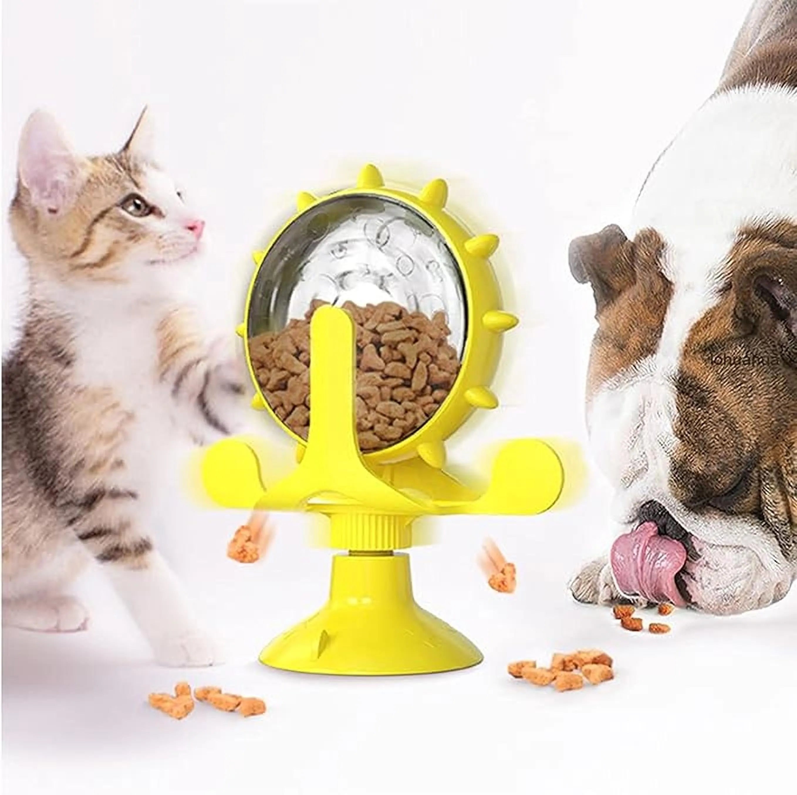 SnoepSpin Spel | Interactieve Katten Voerpuzzel & Snackdispenser – Slow Feeder met Krachtige Zuignap (360°)