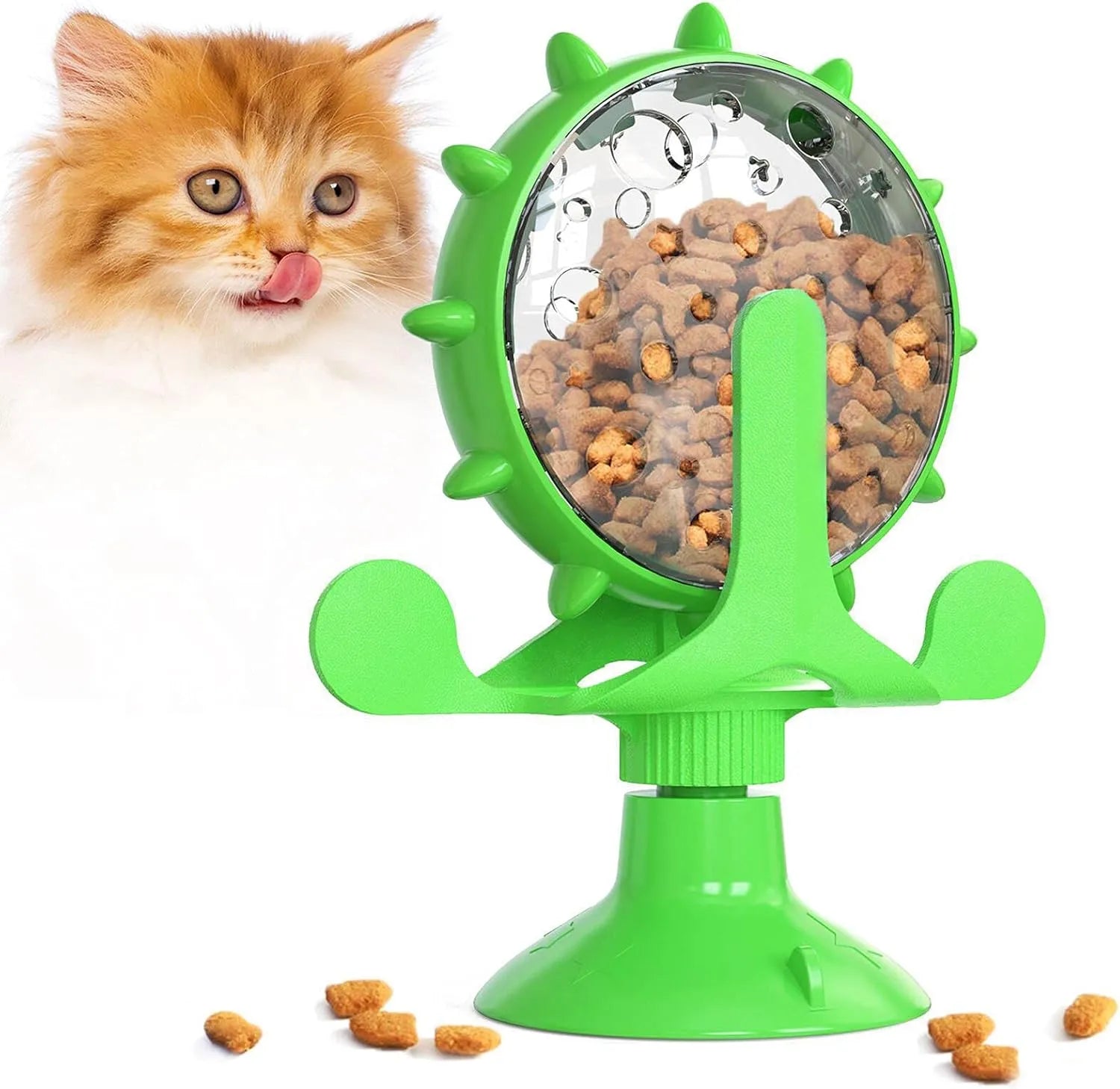 SnoepSpin Spel | Interactieve Katten Voerpuzzel & Snackdispenser – Slow Feeder met Krachtige Zuignap (360°)