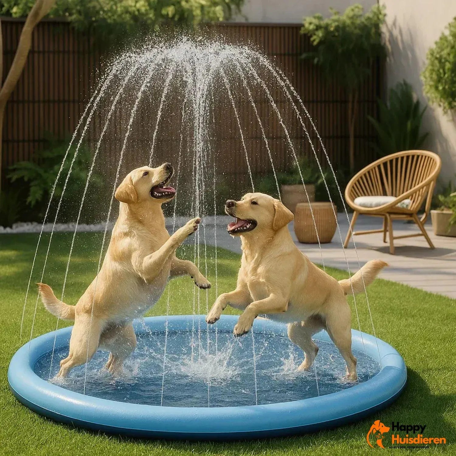 SplashPaw Pool | Opvouwbaar honden speelbadje met sproeierfunctie & antislipbodem