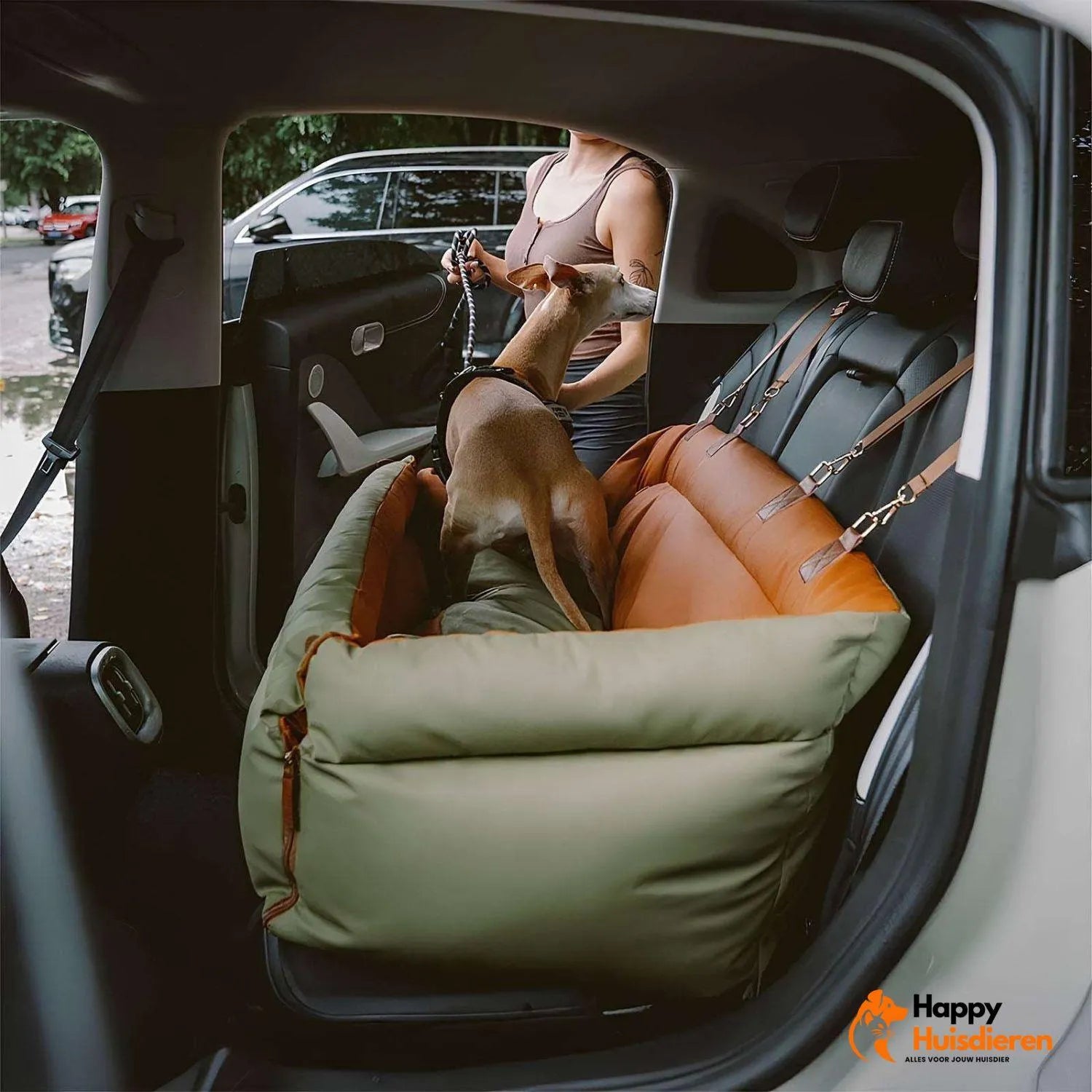 Stadsreisgenoot Luxe | Grote kunstleren autostoel voor honden met verhoogd zitcomfort