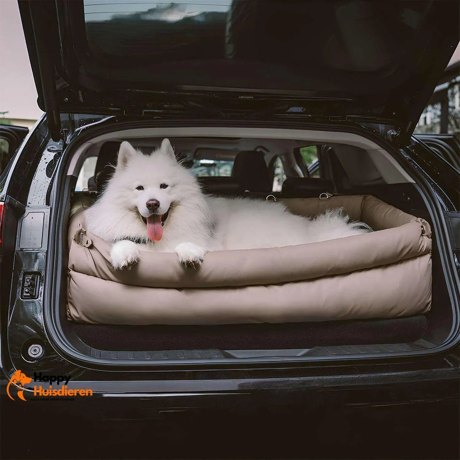 Stadsreisgenoot Luxe | Grote kunstleren autostoel voor honden met verhoogd zitcomfort
