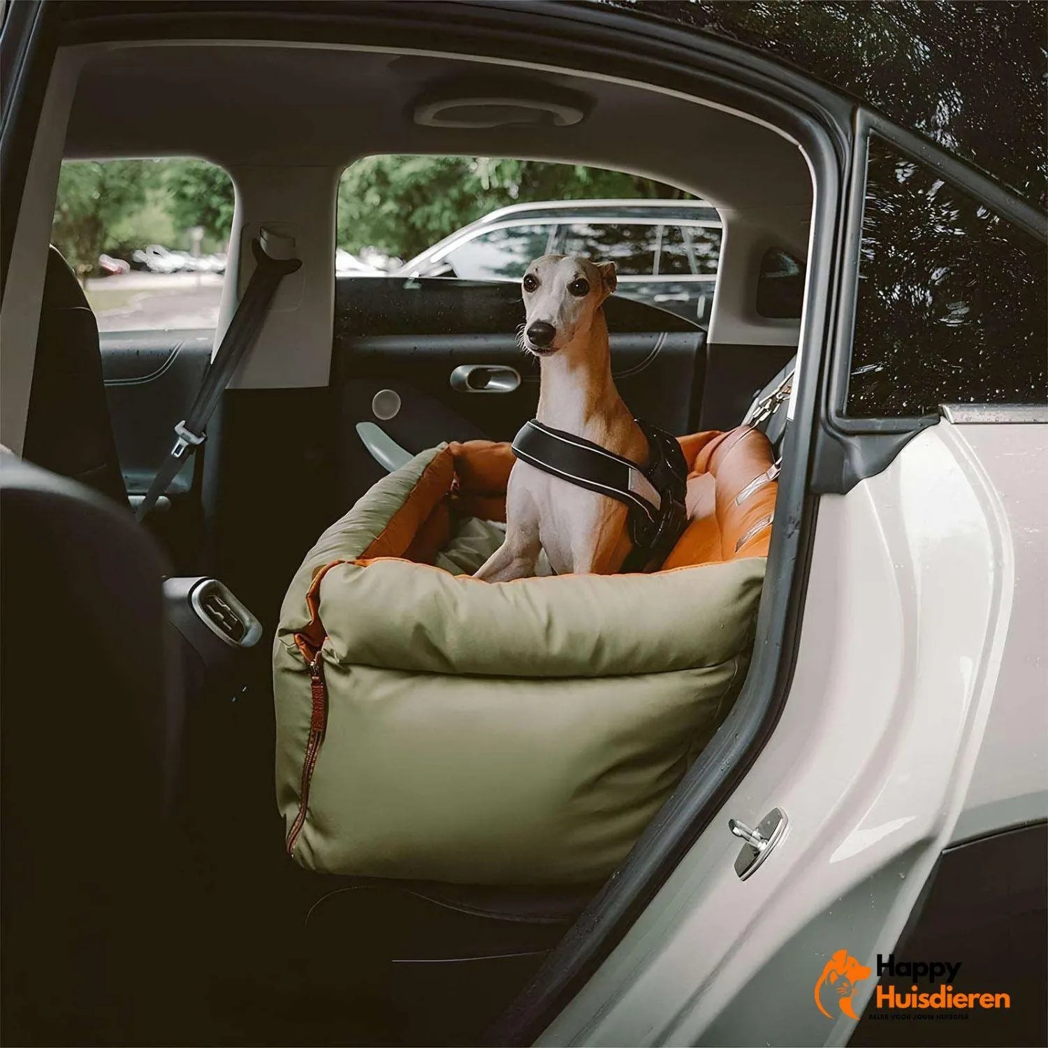 Stadsreisgenoot Luxe | Grote kunstleren autostoel voor honden met verhoogd zitcomfort