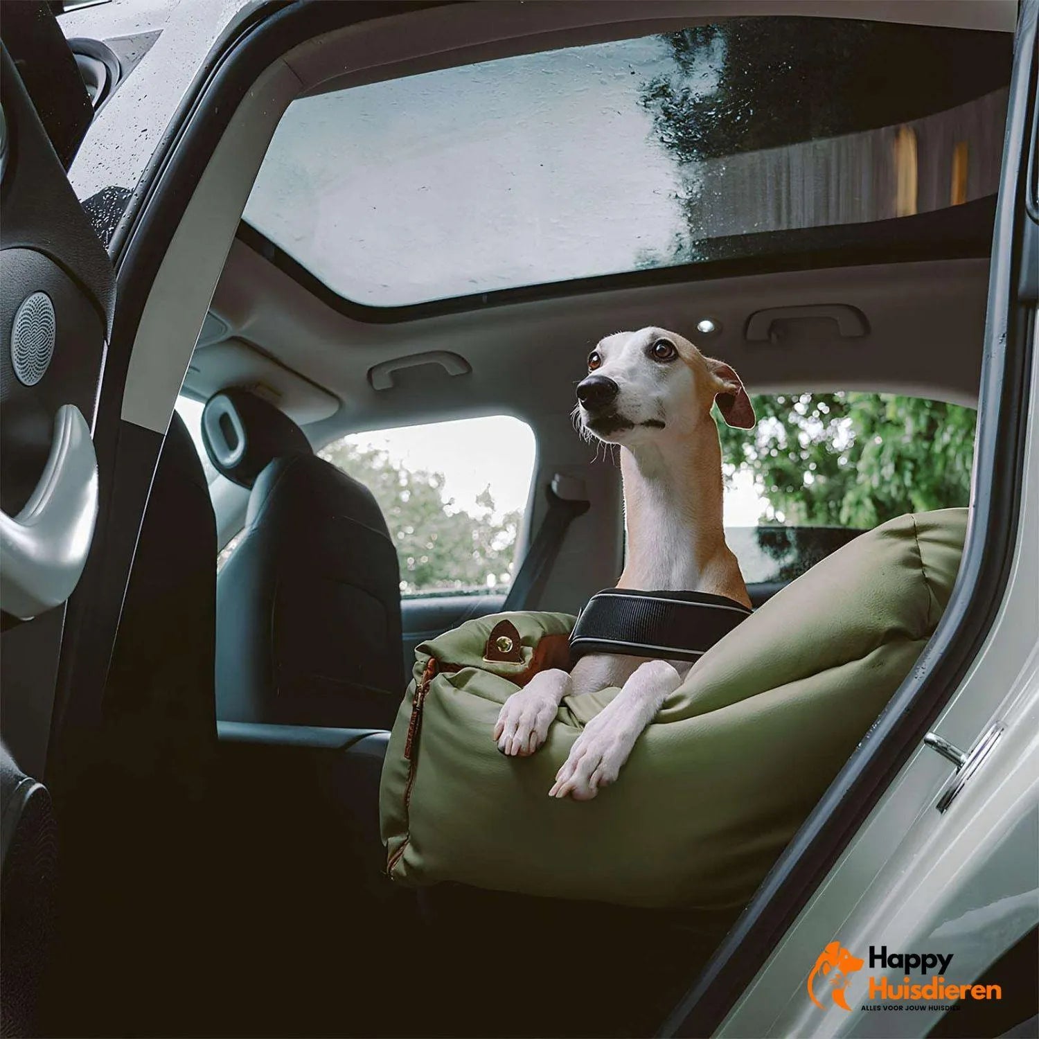 Stadsreisgenoot Luxe | Grote kunstleren autostoel voor honden met verhoogd zitcomfort