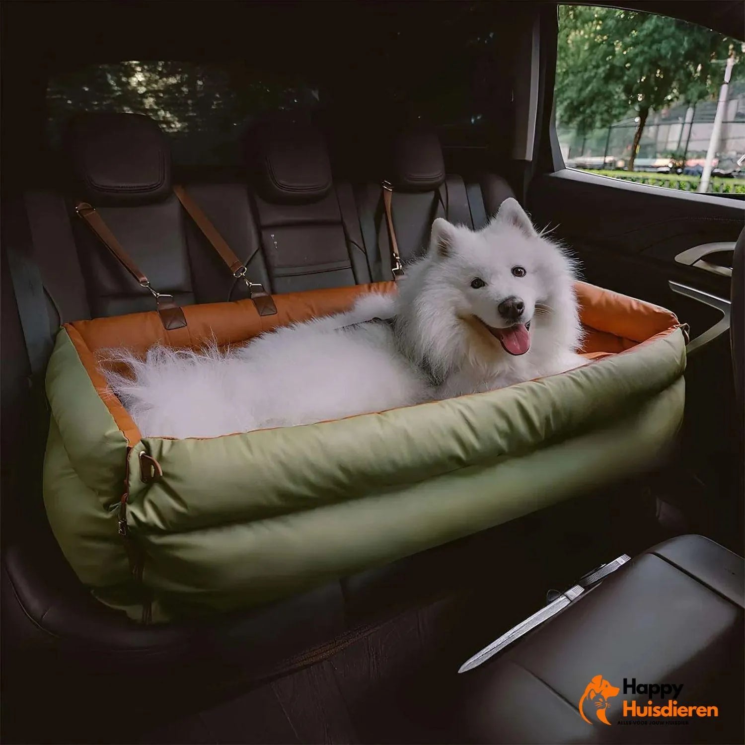 Stadsreisgenoot Luxe | Grote kunstleren autostoel voor honden met verhoogd zitcomfort