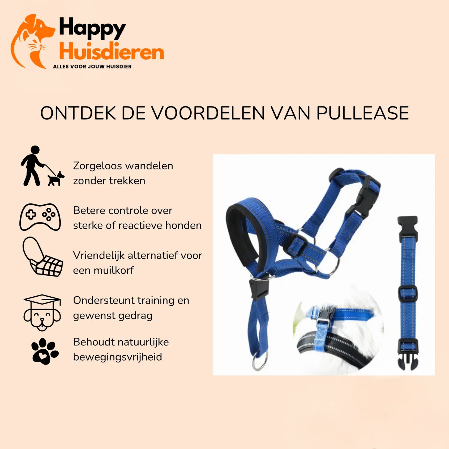 TrekVrij Harnas | Comfortabel Anti-Trek Hoofdharnas met Vulling