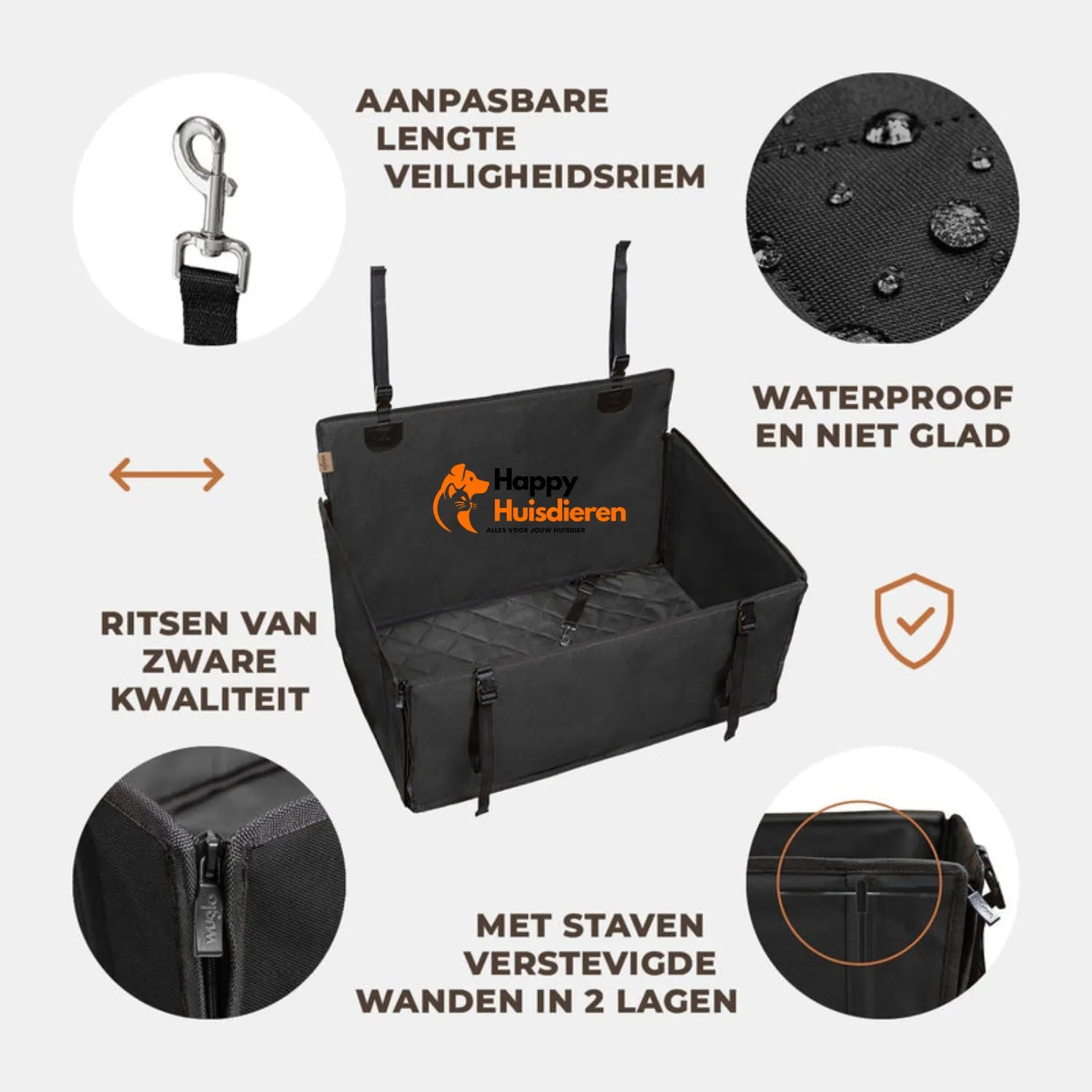 VeiligReis Hondenautostoel | Waterdichte Autostoel voor Middelgrote Honden