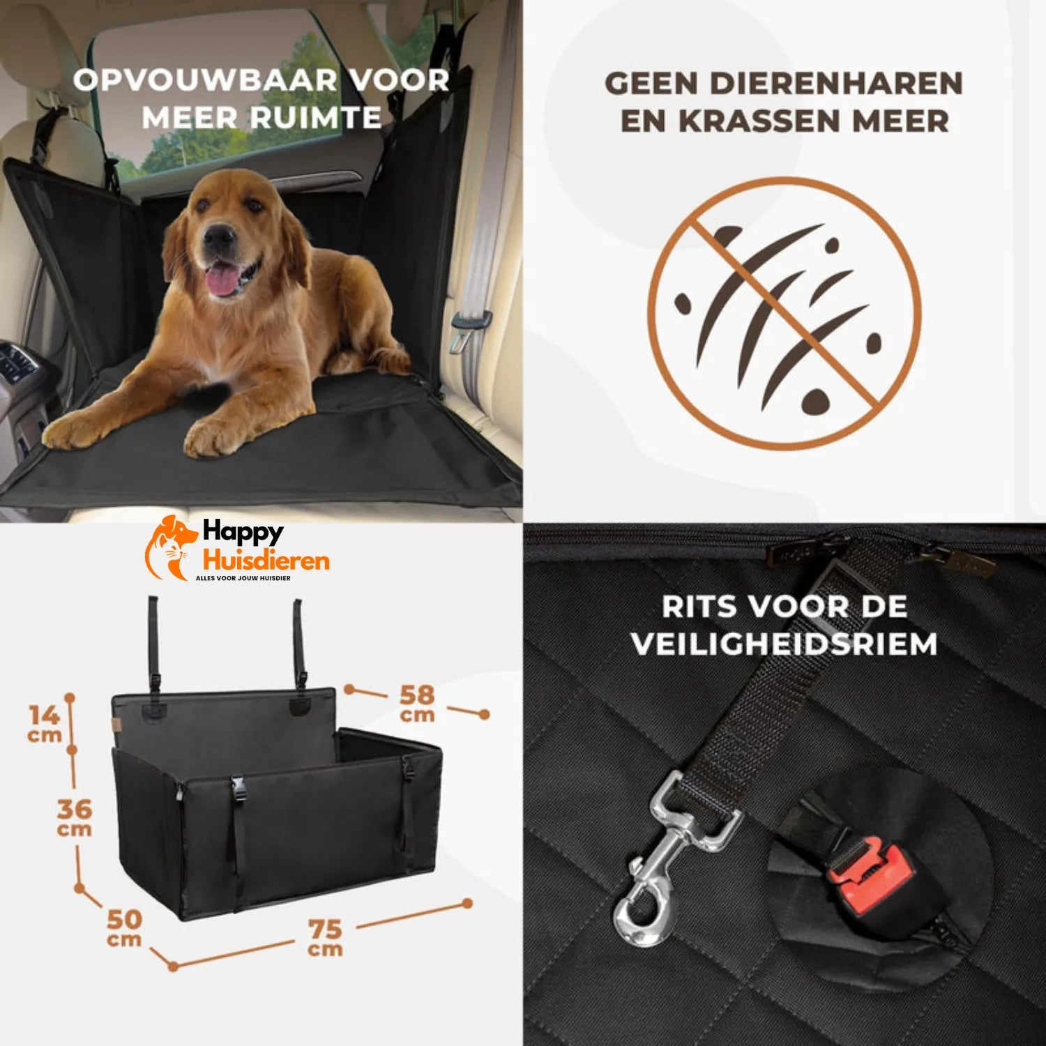 VeiligReis Hondenautostoel | Waterdichte Autostoel voor Middelgrote Honden