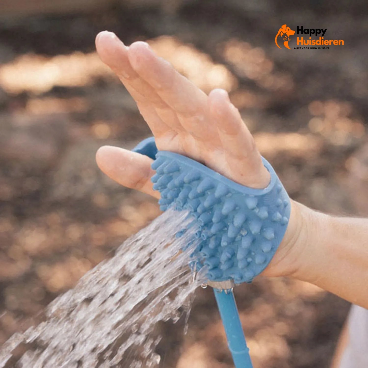 Waterflow Douchehandschoen voor Honden | 2-in-1 Douchekop met Borstel – Tuinslang Aansluiting, Instelbare Waterdruk & Zachte Vachtverzorging