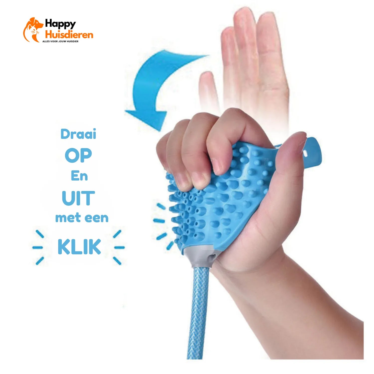 Waterflow Douchehandschoen voor Honden | 2-in-1 Douchekop met Borstel – Tuinslang Aansluiting, Instelbare Waterdruk & Zachte Vachtverzorging