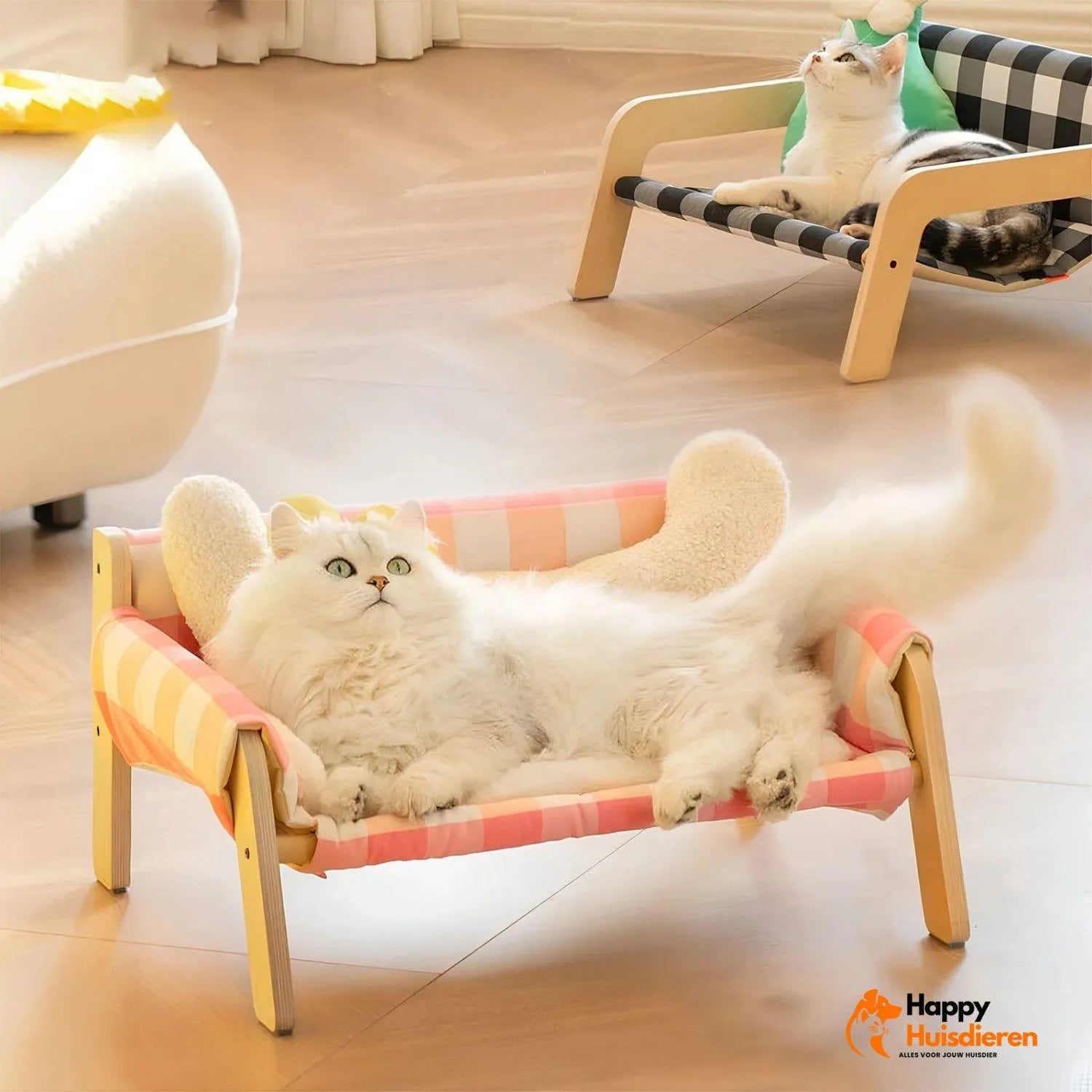 WoodyRest Bench | Luxe Geruite Bank voor Katten en Kleine Honden