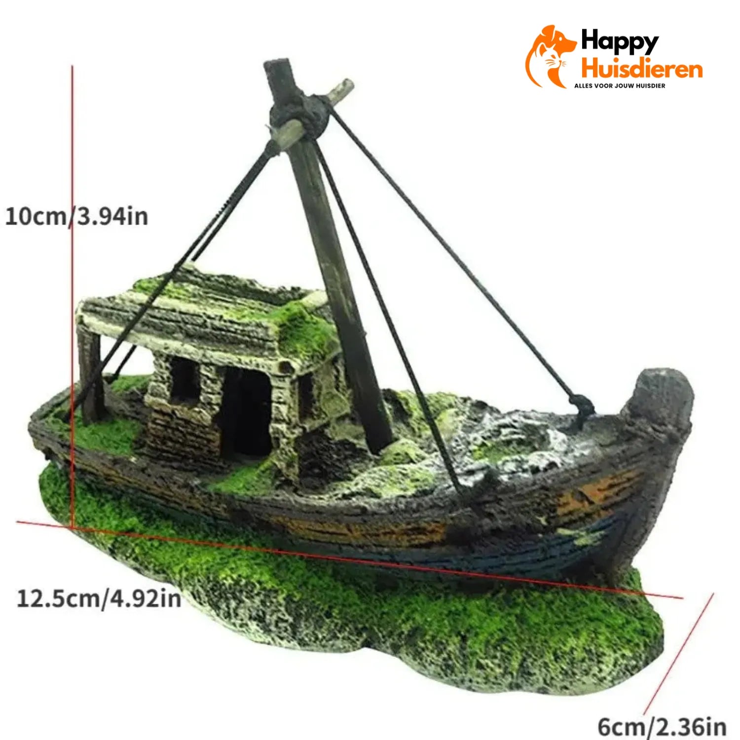 Zeeschat Vondst Aquariumdecoratie | Piraten Wrak Ornament van Hars