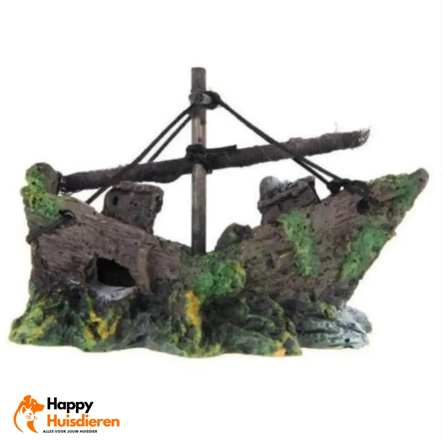 Zeeschat Vondst Aquariumdecoratie | Piraten Wrak Ornament van Hars