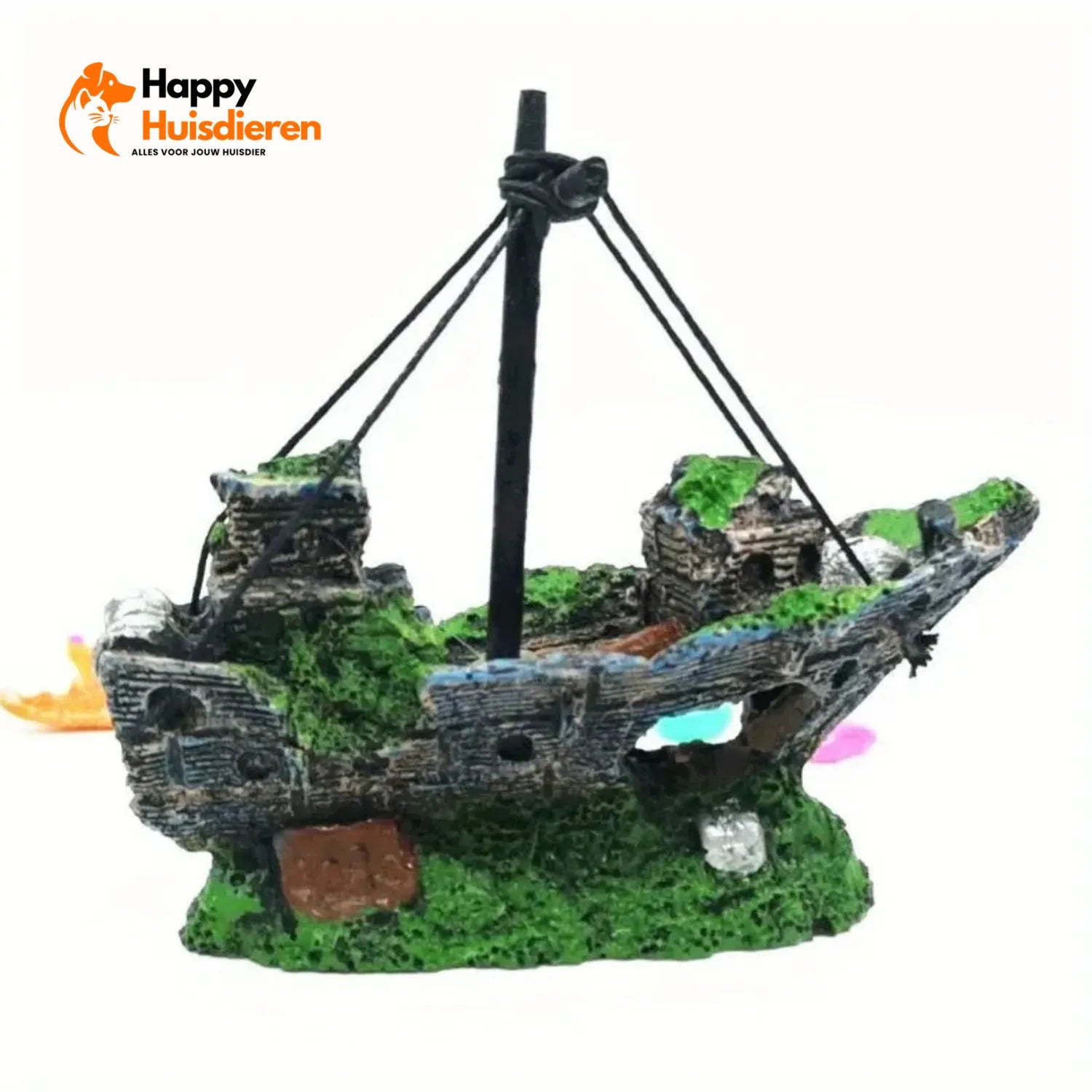 Zeeschat Vondst Aquariumdecoratie | Piraten Wrak Ornament van Hars