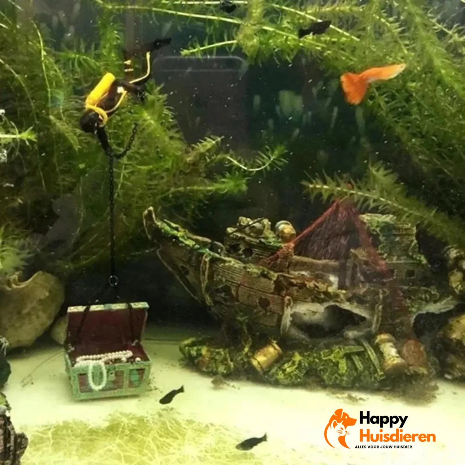 Zeeschat Vondst Aquariumdecoratie | Piraten Wrak Ornament van Hars