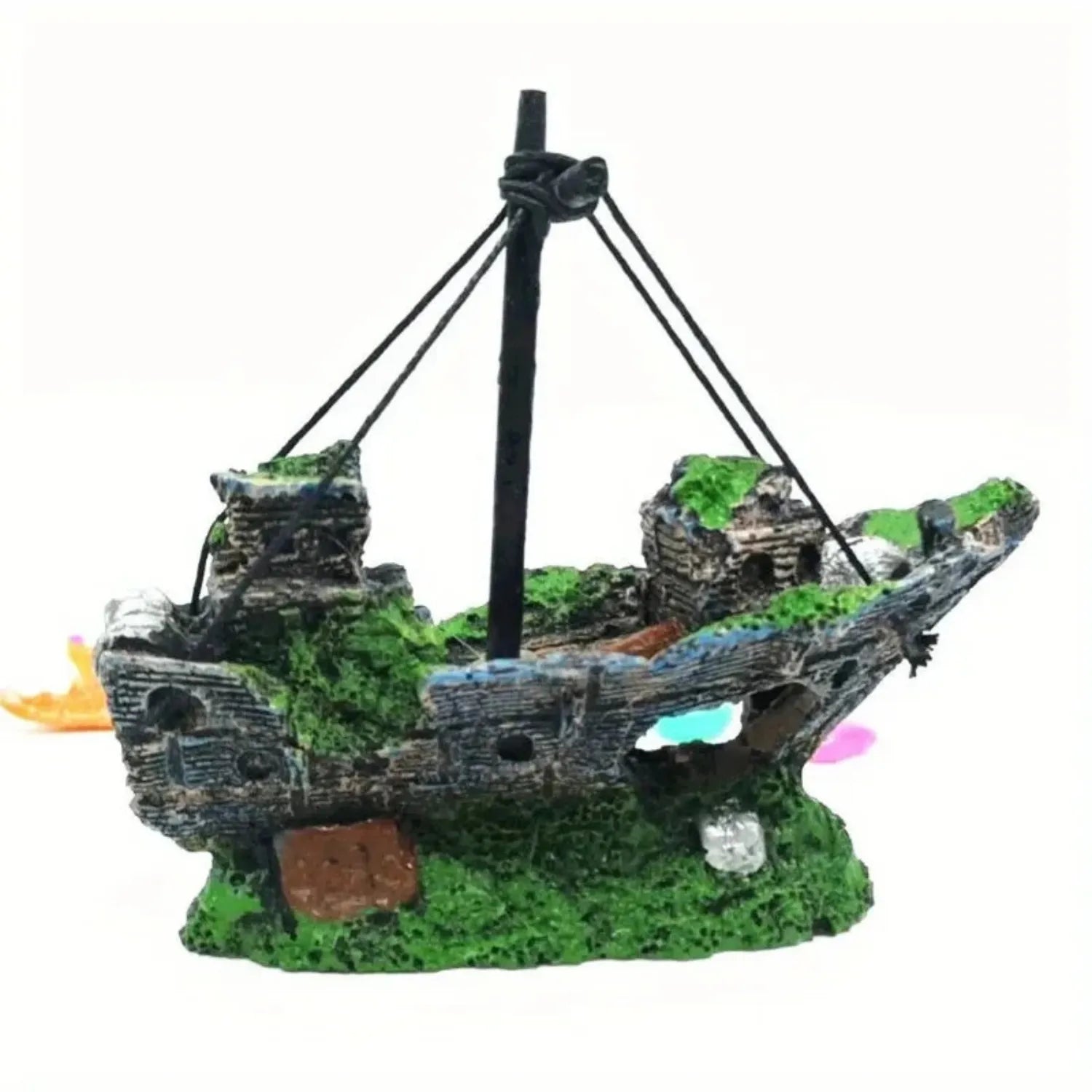 Zeeschat Vondst Aquariumdecoratie | Piraten Wrak Ornament van Hars
