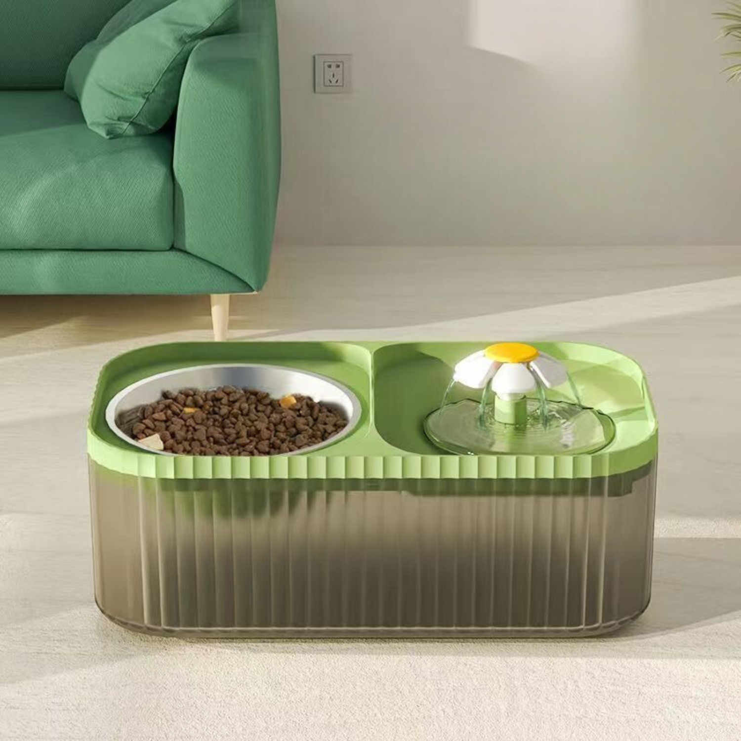 Drinkbak en voerbak met stromend water voor katten en kleine honden