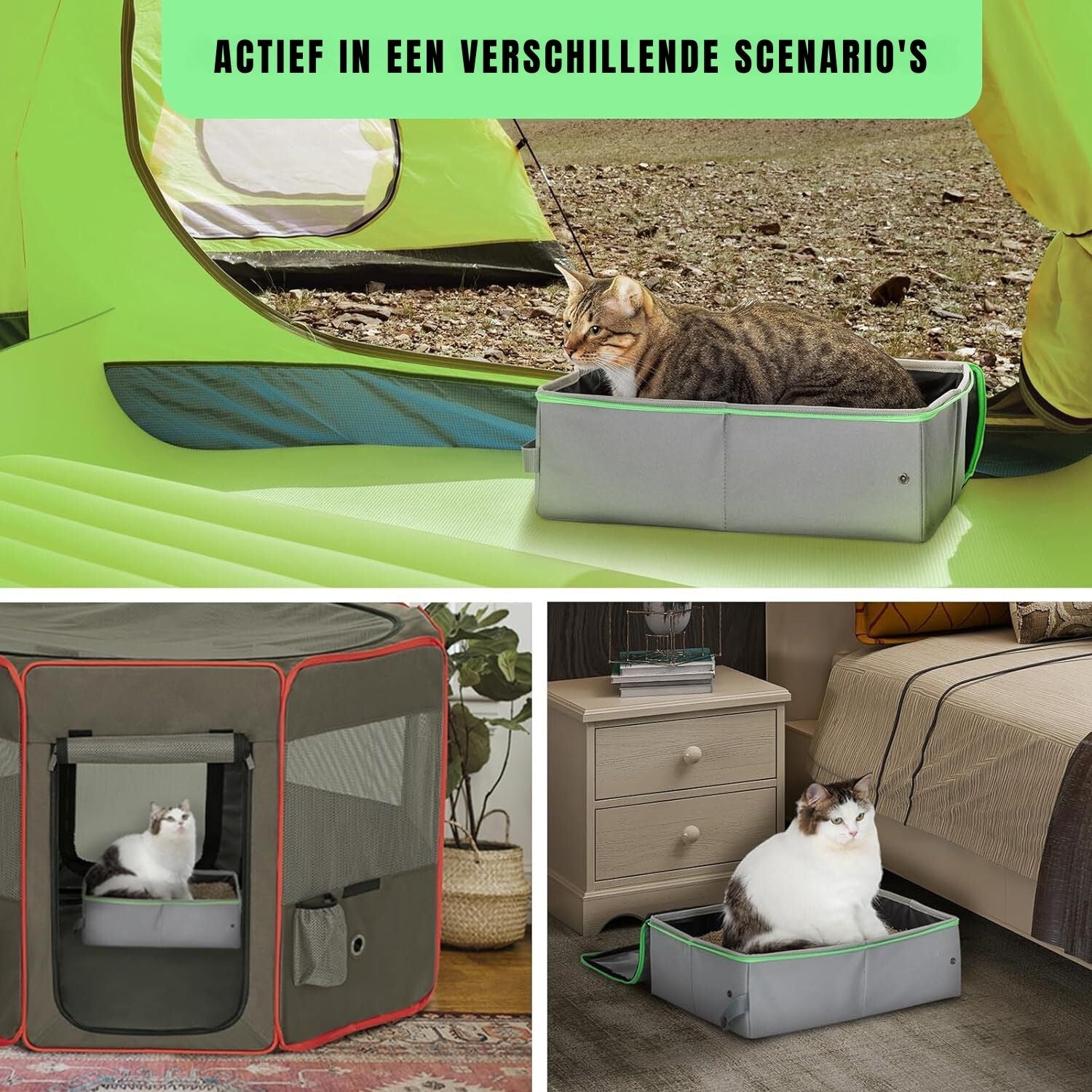 Opvouwbare en waterdichte kattenbak voor reisdoeleinden
