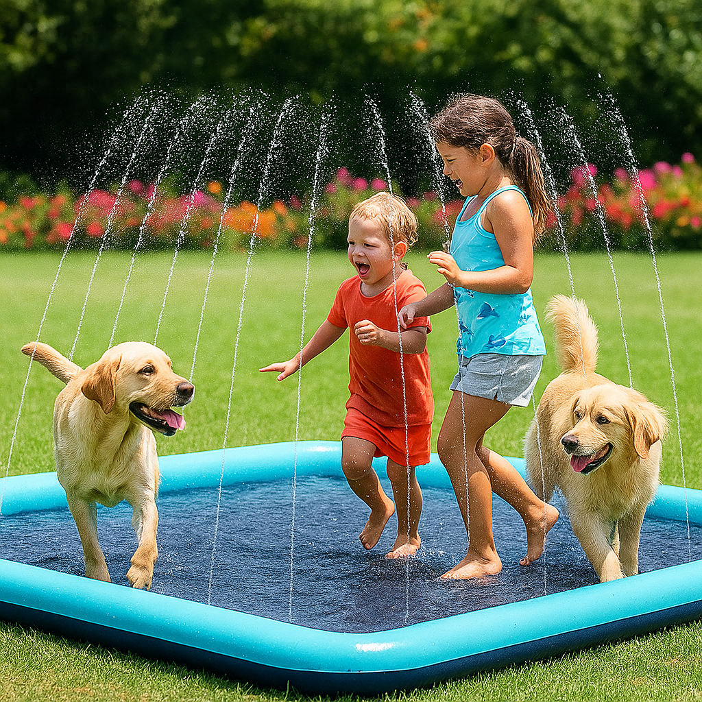 Verkoelende waterspeelmat met antislipoppervlak voor zomerdagen