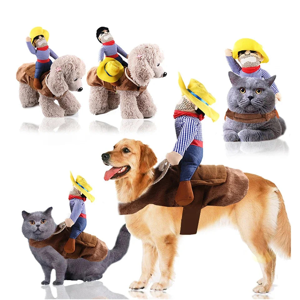 Hondenkostuum als grappige cowboy voor Halloween, geschikt voor kleine en grote honden zoals Franse Bulldogs en Chihuahuas