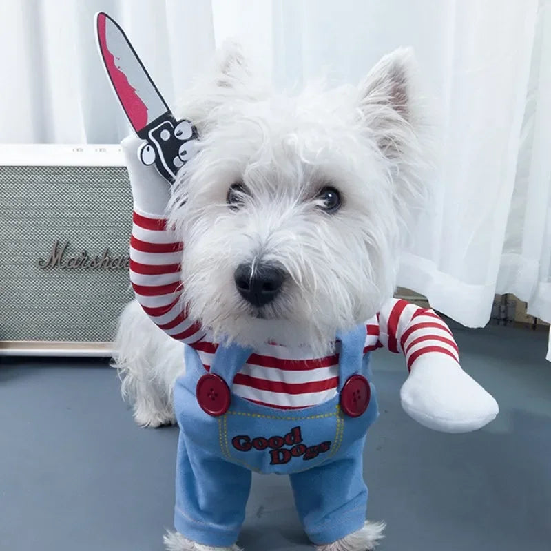 Grappig Chucky kostuum voor honden voor Halloween feest