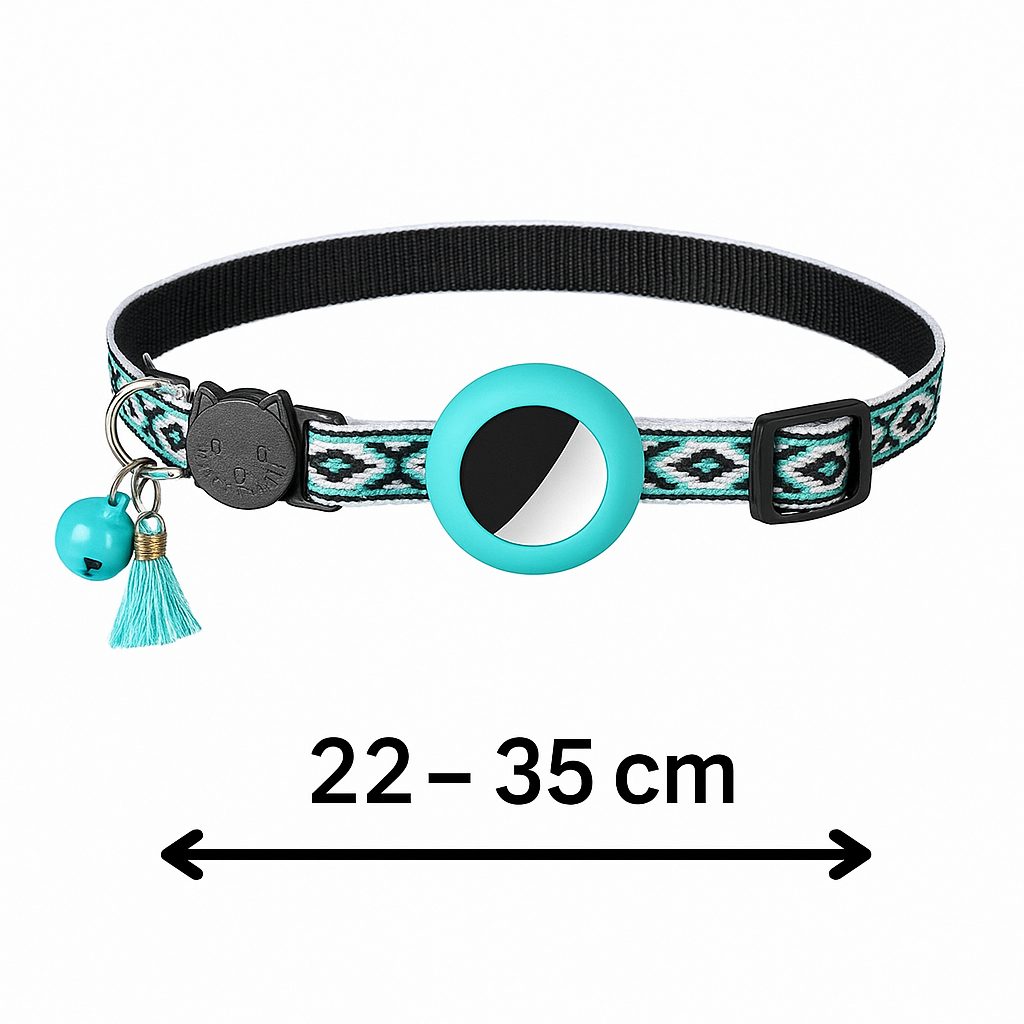 Reflecterende kattenhalsband met geïntegreerde AirTag houder voor veilige buitenavonturen