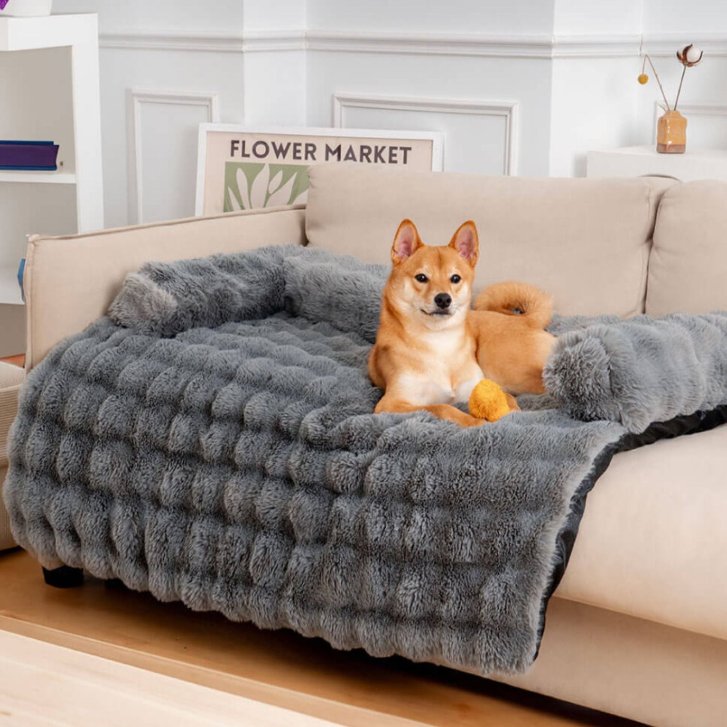 Comfortabel pluche bankbed voor honden en katten in huis