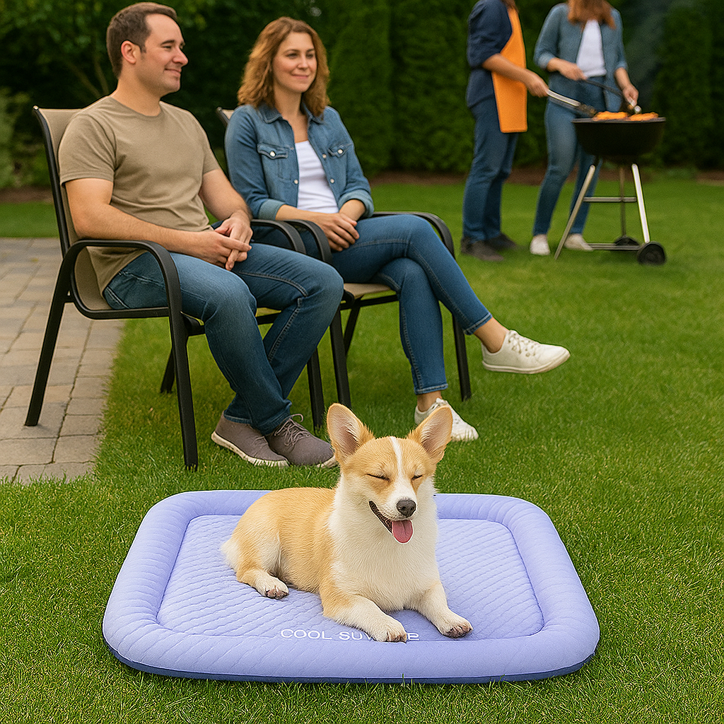 Verfrissend hondenbed met ijssatijn, perfect voor de zomerhitte