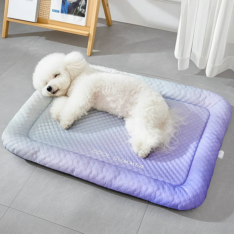 Verfrissend hondenbed met ijssatijn, perfect voor de zomerhitte