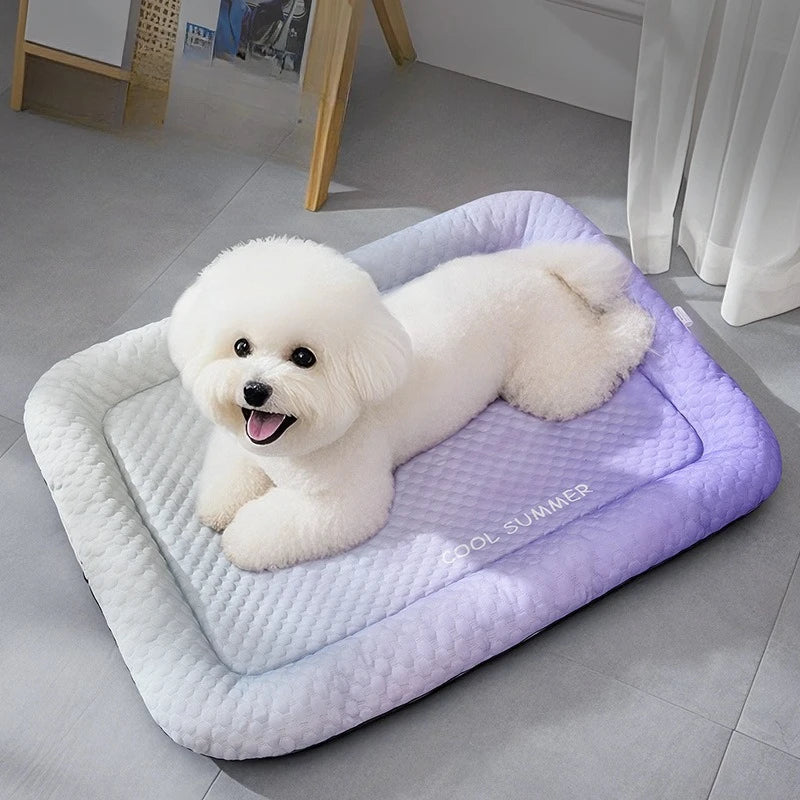 Verfrissend hondenbed met ijssatijn, perfect voor de zomerhitte