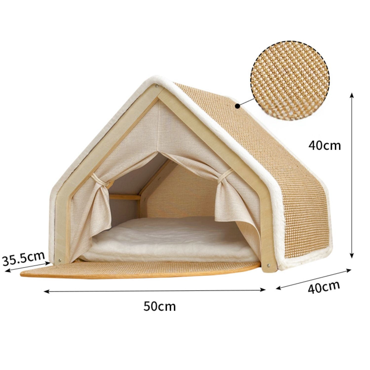 Gezellig kattenhuis met sisal dak voor krabben
