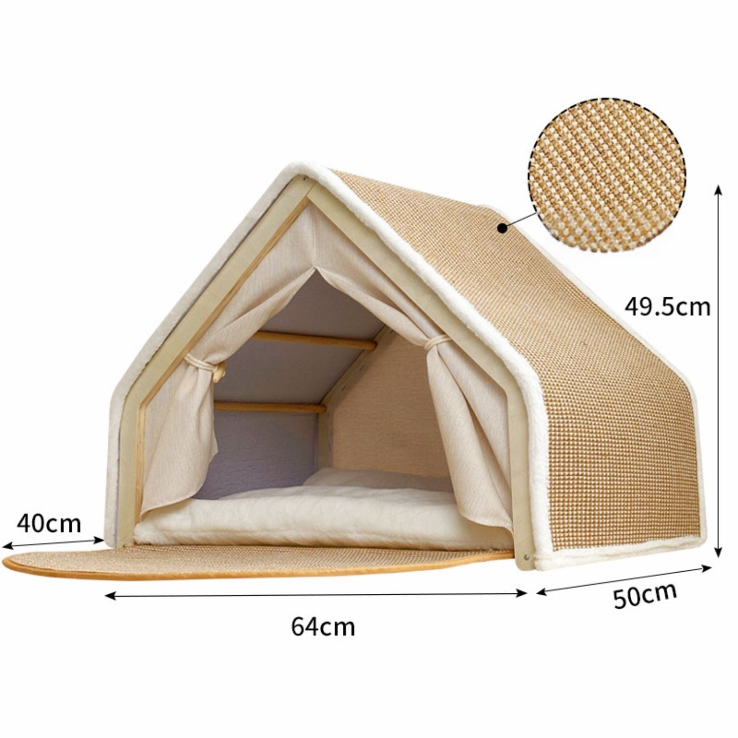 Gezellig kattenhuis met sisal dak voor krabben
