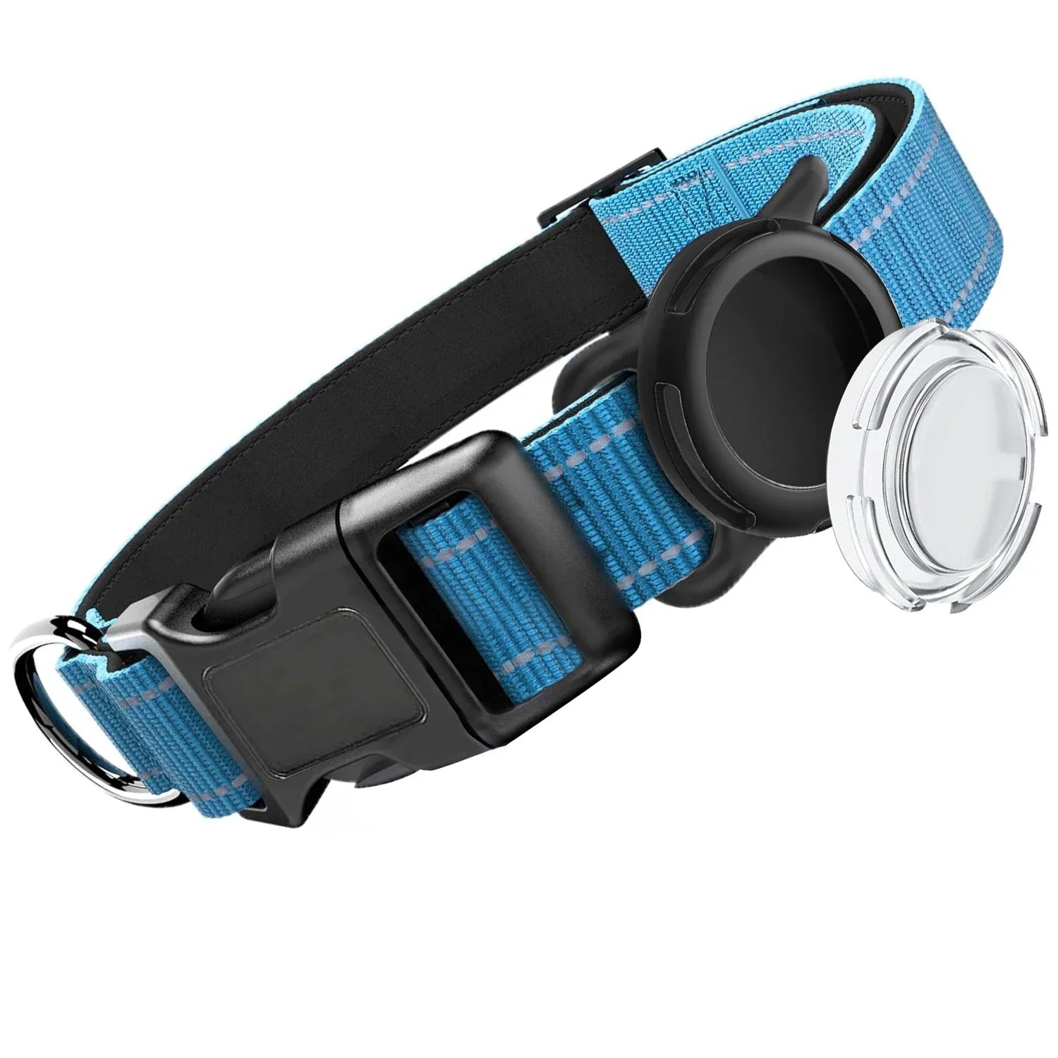 Reflecterende halsband met geïntegreerde AirTag houder voor veiligheid van huisdieren
