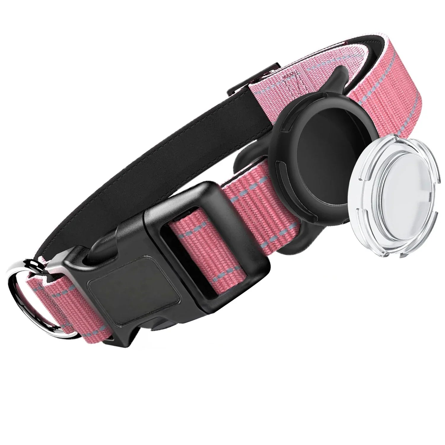 Reflecterende halsband met geïntegreerde AirTag houder voor veiligheid van huisdieren