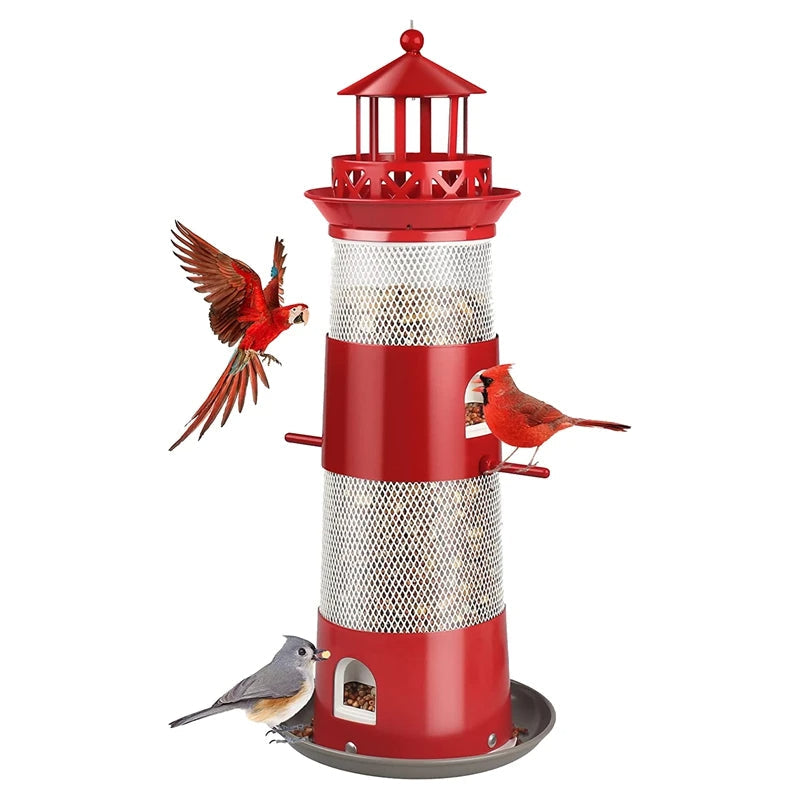 Decoratieve vogelvoeder in de vorm van een vuurtoren voor buitengebruik