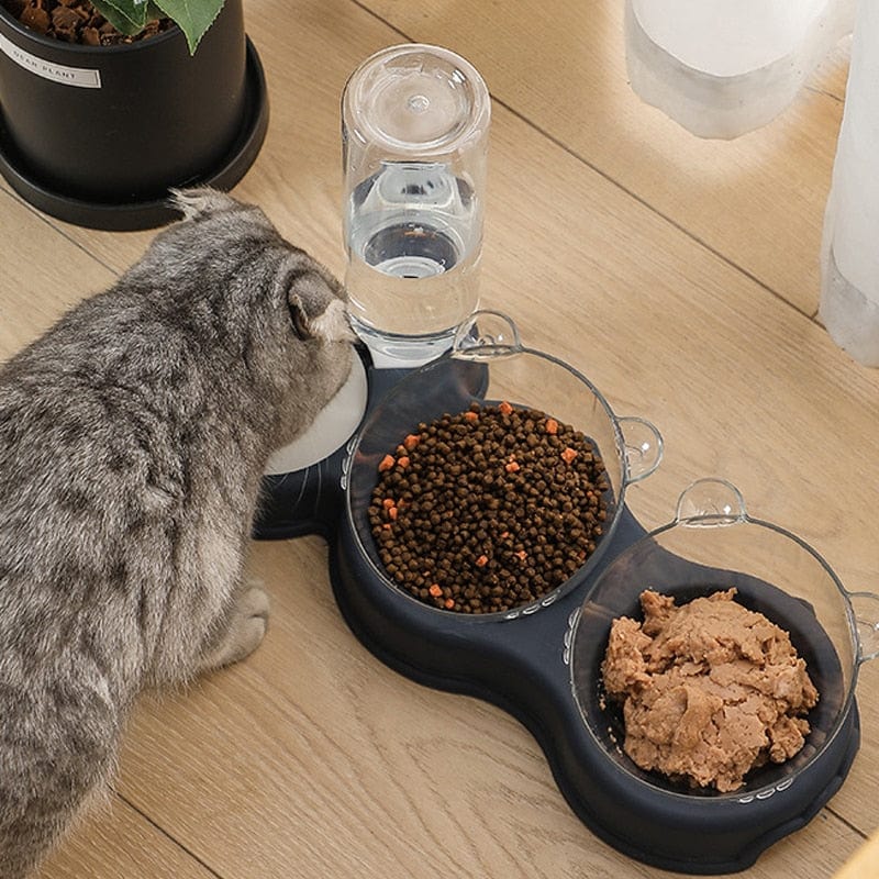 3-in-1 voerbak en waterdispenser voor katten en kleine honden
