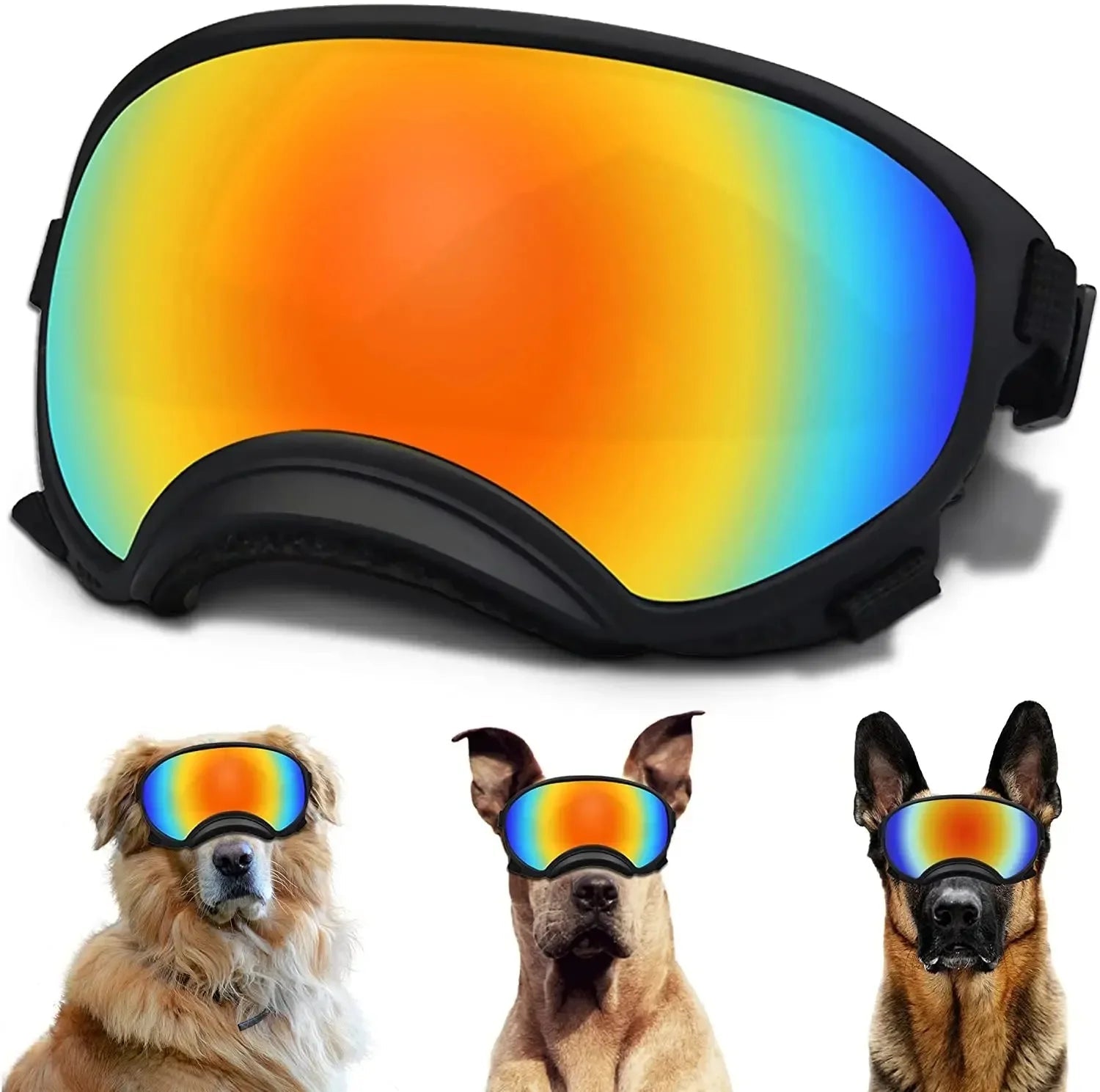 UV-beschermende zonnebril voor honden, verstelbaar en ademend, geschikt voor grote rassen