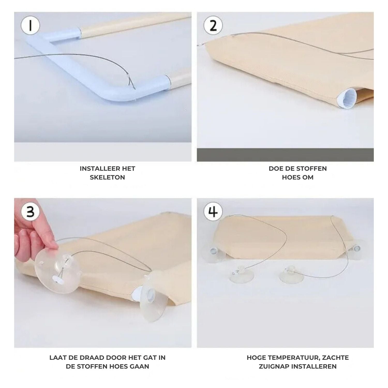 Kattenhangmat met zuignap voor bevestiging aan het raam voor kattencomfort