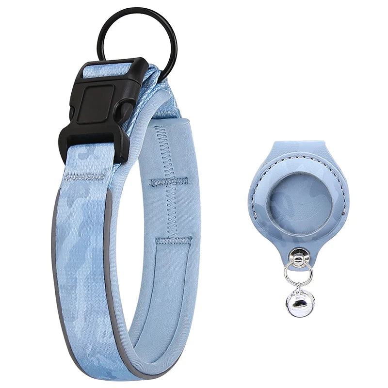 Reflecterende hondenhalsband met AirTag houder en zachte voering voor extra veiligheid