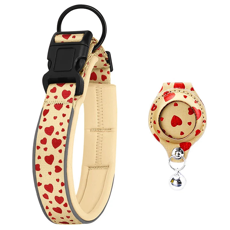 Reflecterende hondenhalsband met AirTag houder en zachte voering voor extra veiligheid