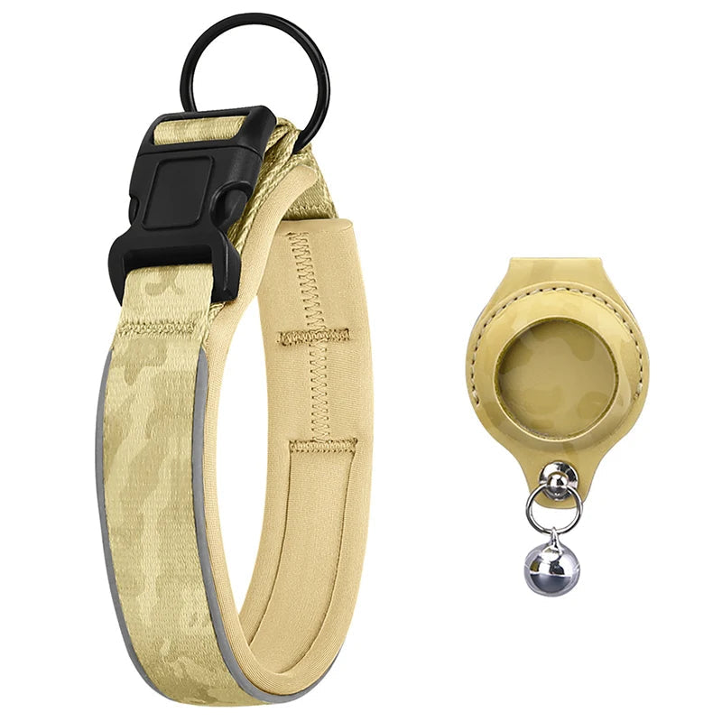 Reflecterende hondenhalsband met AirTag houder en zachte voering voor extra veiligheid