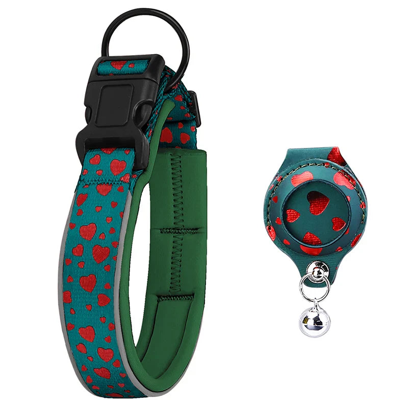 Reflecterende hondenhalsband met AirTag houder en zachte voering voor extra veiligheid