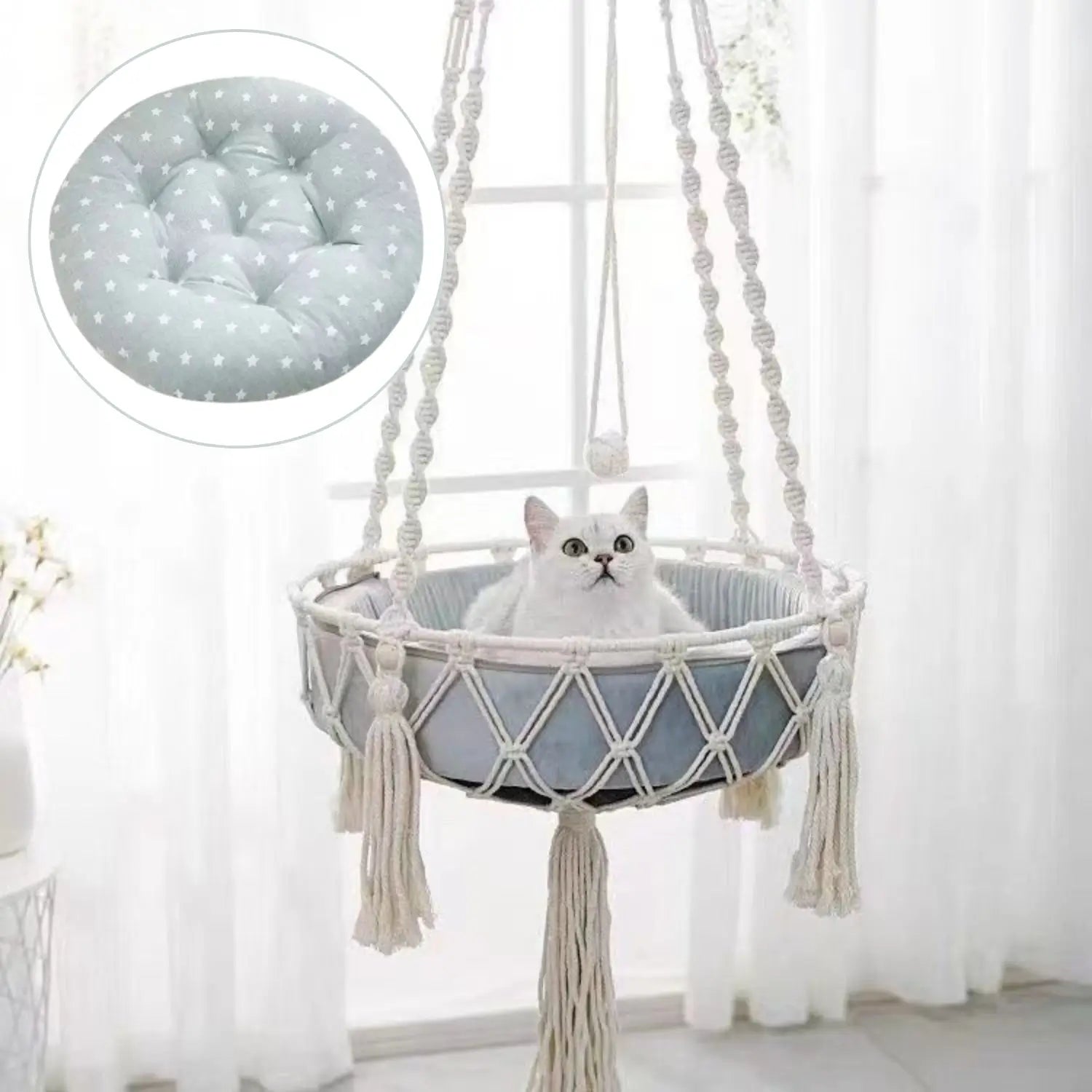 Katoenen hangmand voor katten, zwevend ontwerp voor ultiem comfort